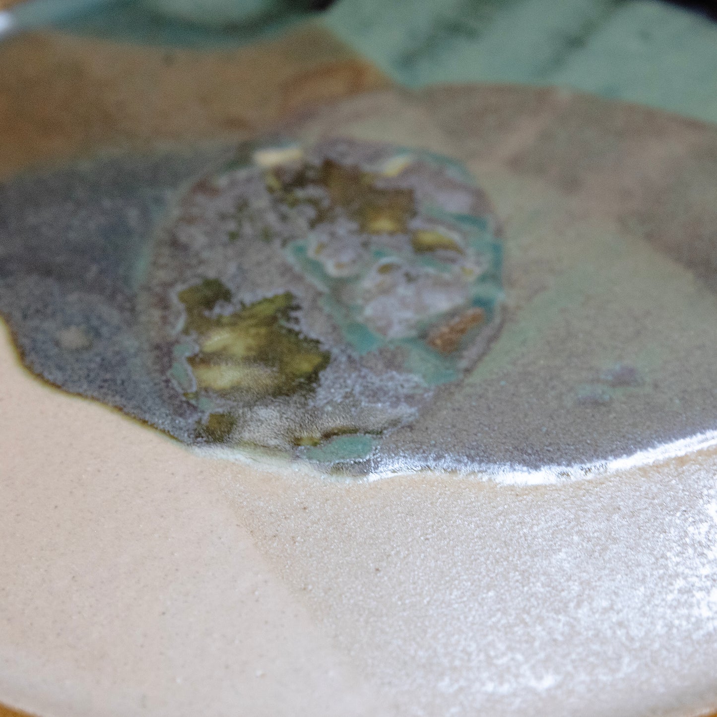 Stoneware plate – WHITE / GREEN L
