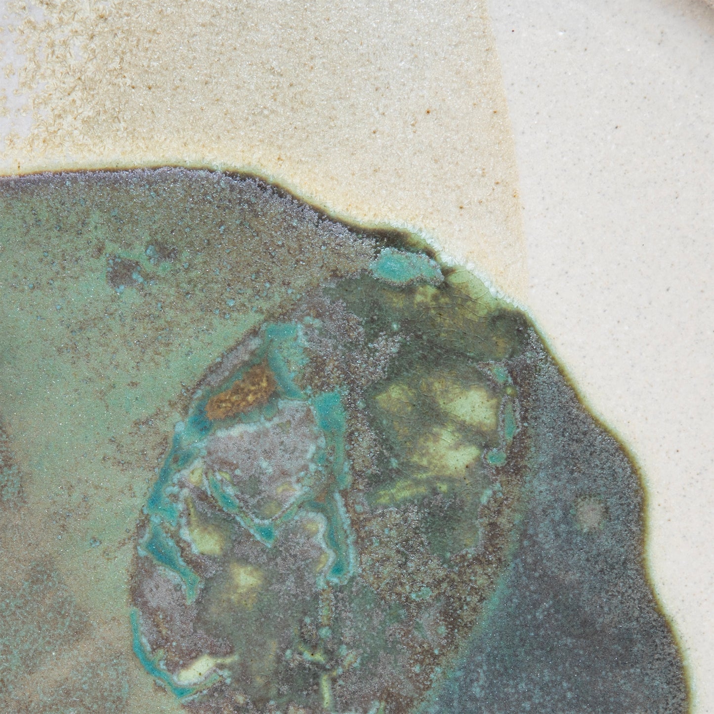 Stoneware plate – WHITE / GREEN L