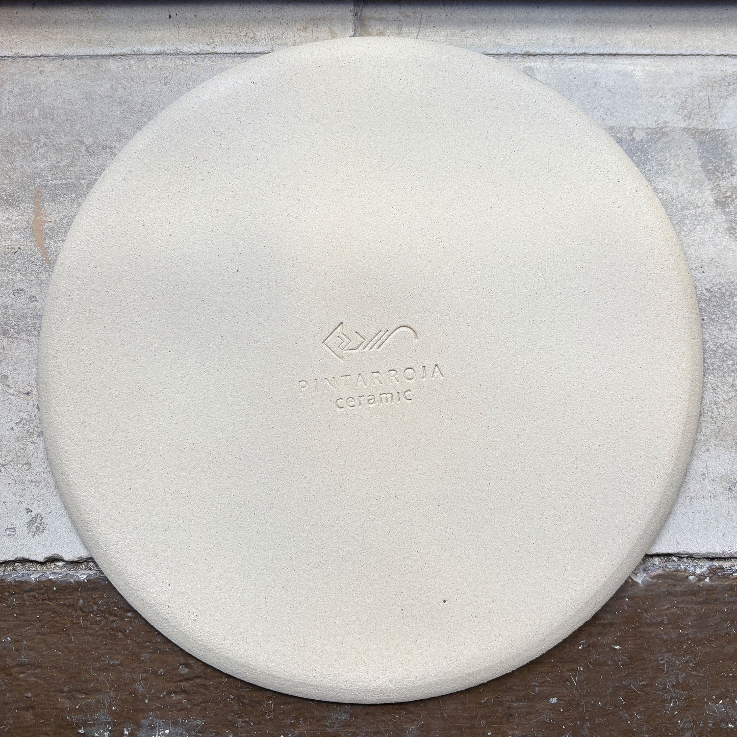 Stoneware plate – WHITE / GREEN BLUE L