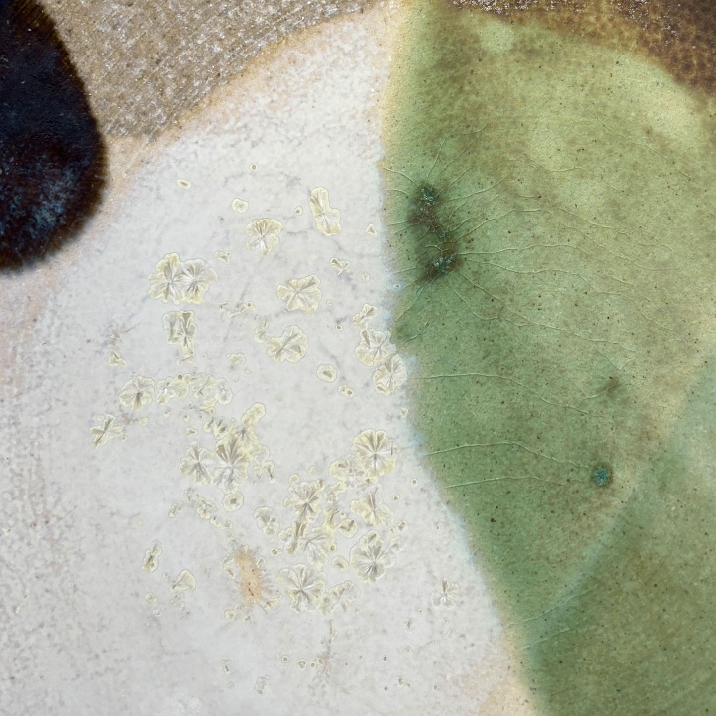 Stoneware plate – WHITE / GREEN BLUE L