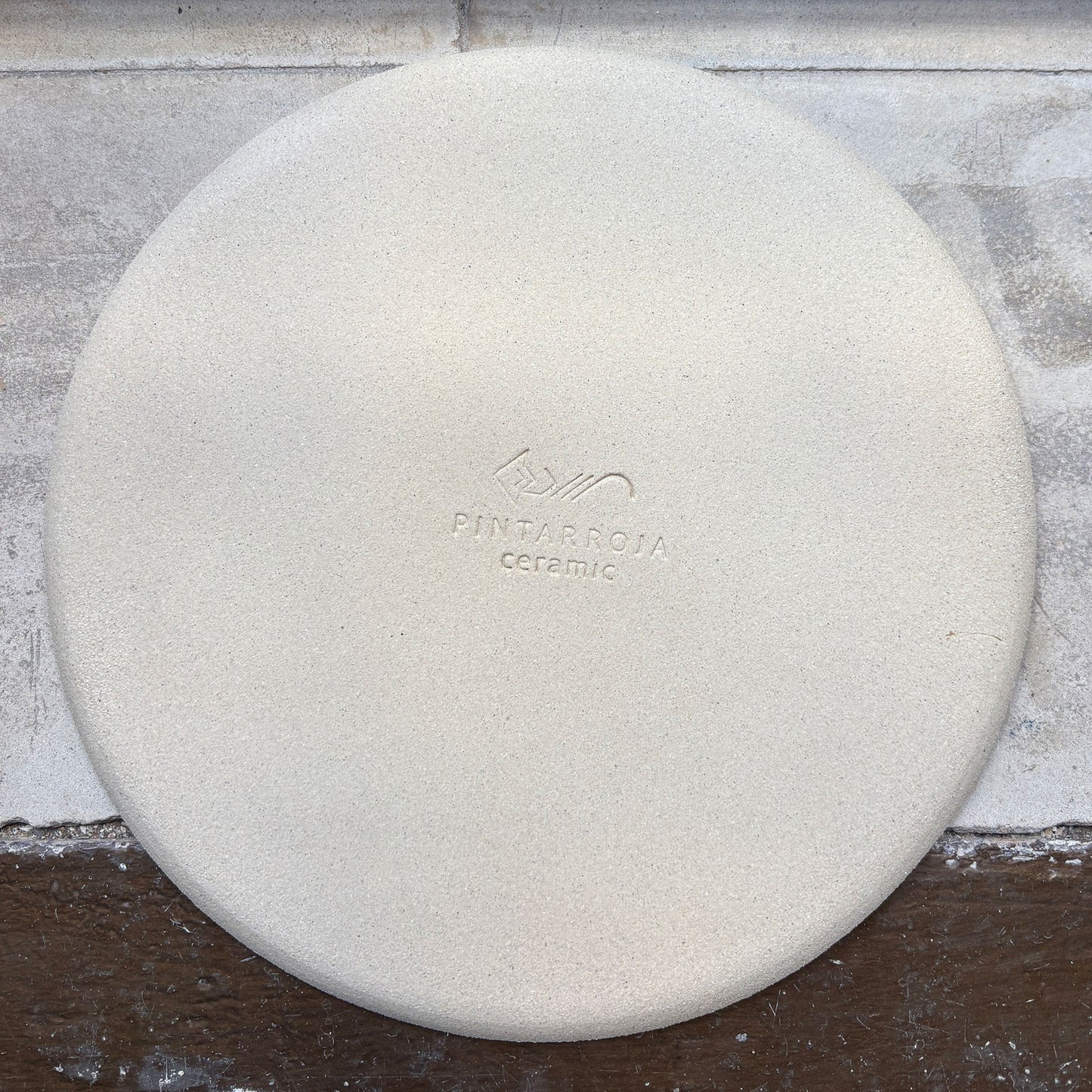 Stoneware plate – WHITE / GREEN BLUE L