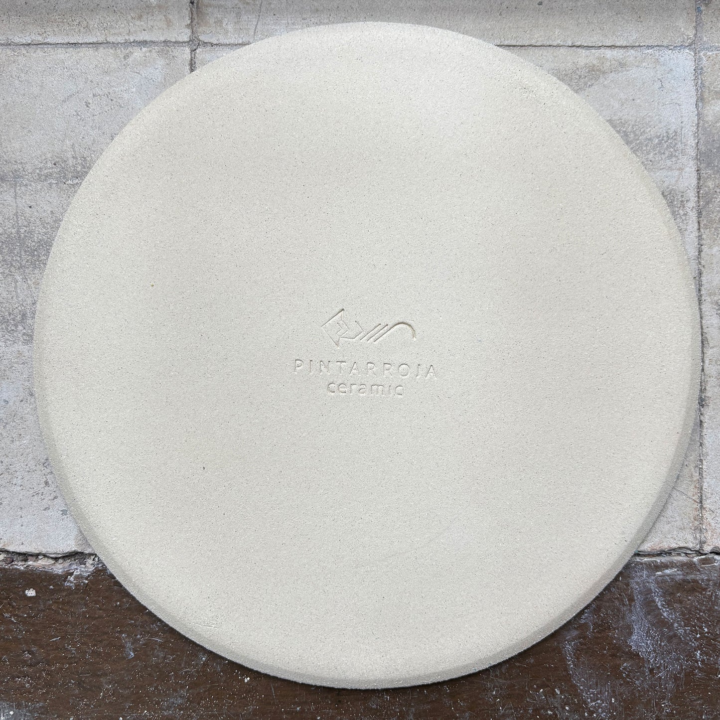 Stoneware plate – WHITE / DARK BLUE RED L