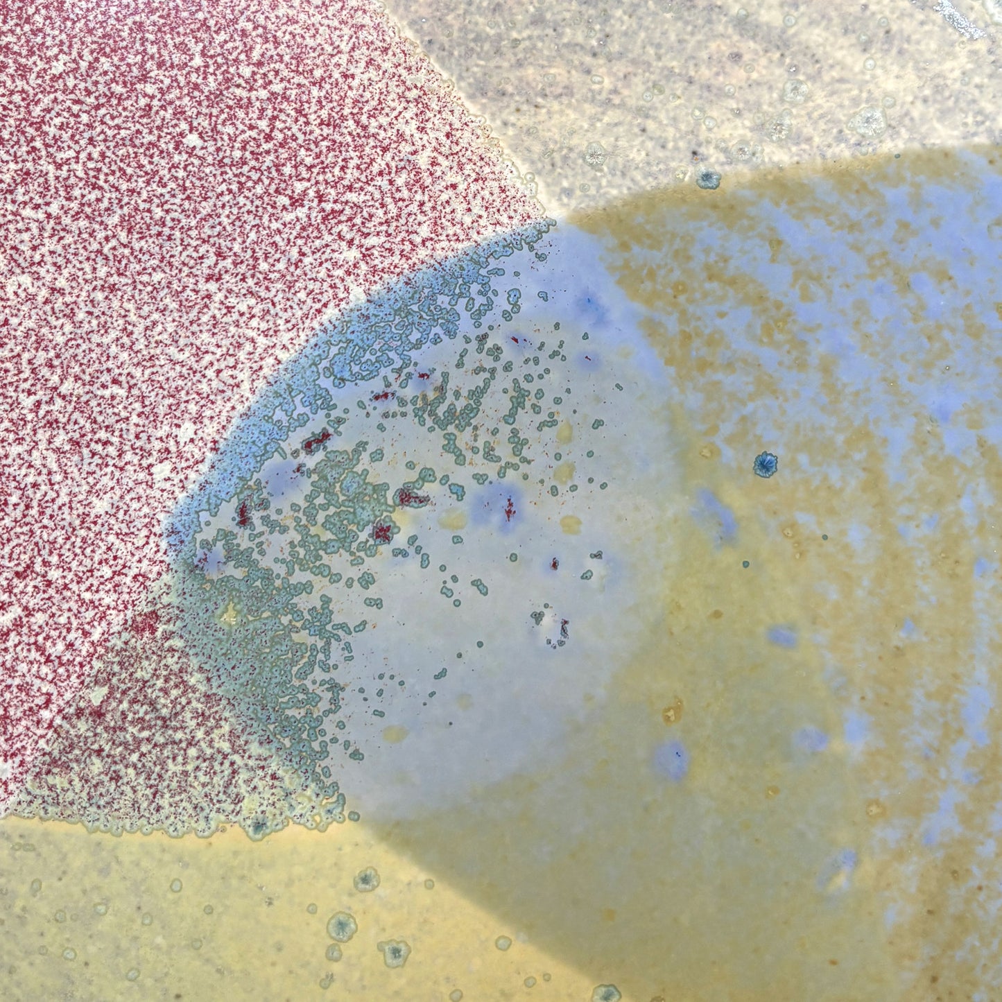 Stoneware plate – WHITE / PINK BLUE L