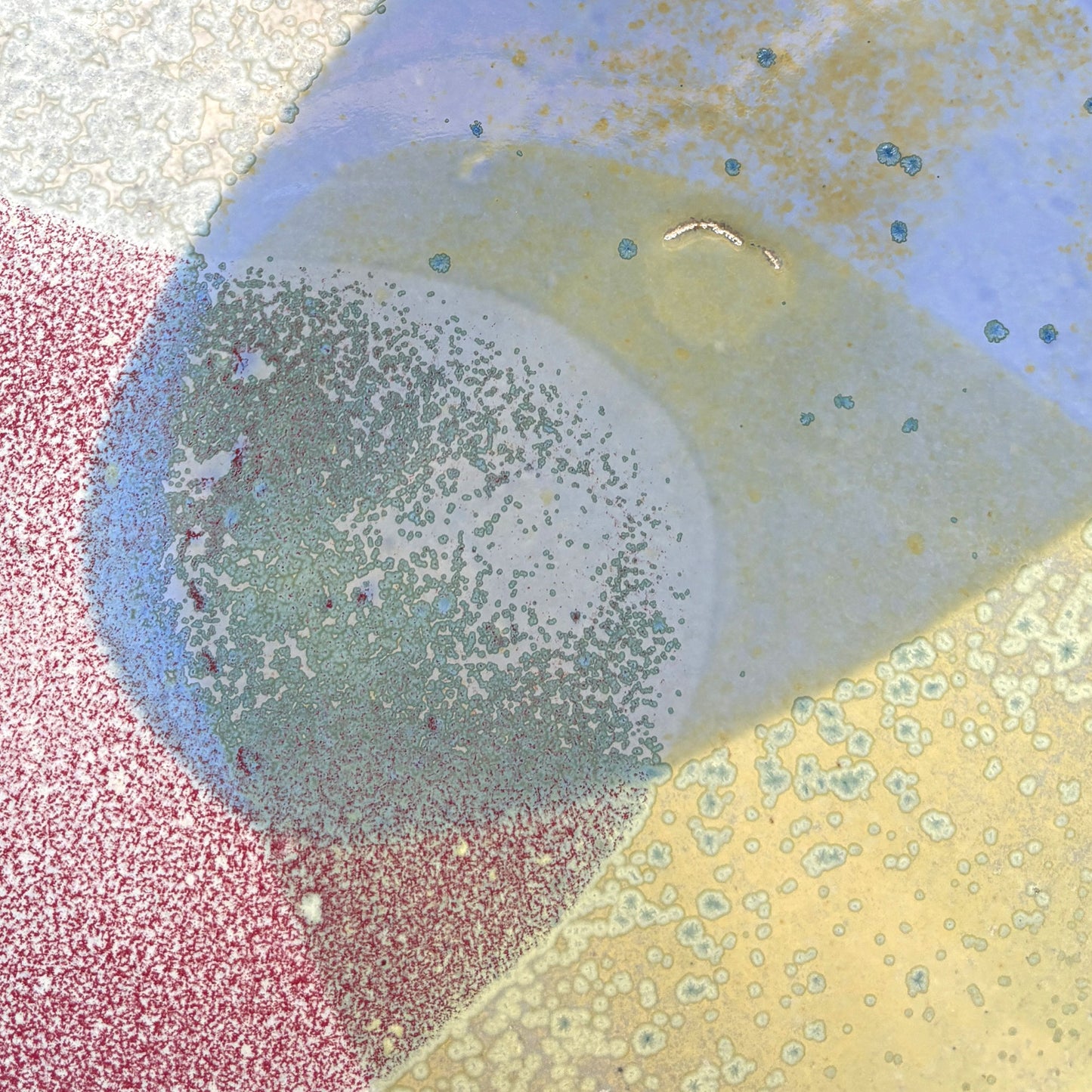 Stoneware plate – WHITE / PINK BLUE L