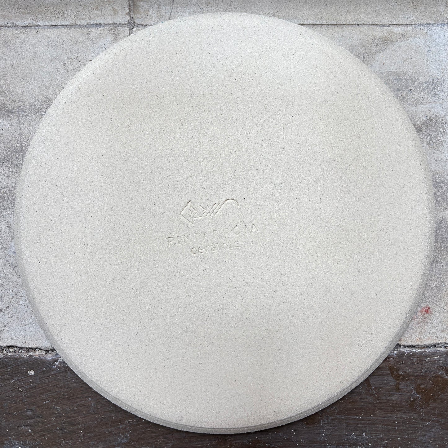 Stoneware plate – WHITE / BLUE RED L 01