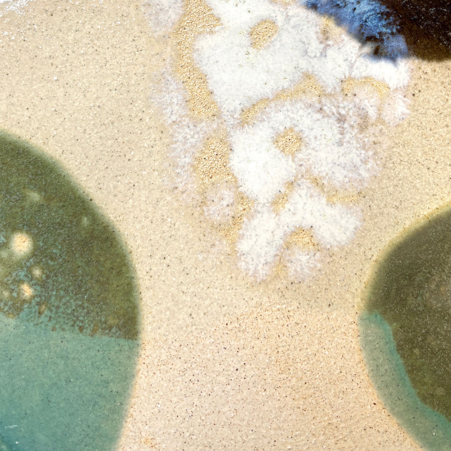 Stoneware plate – WHITE / GREEN BLUE L