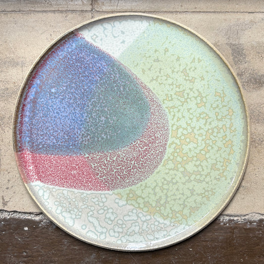 Stoneware plate – WHITE / PINK BLUE M