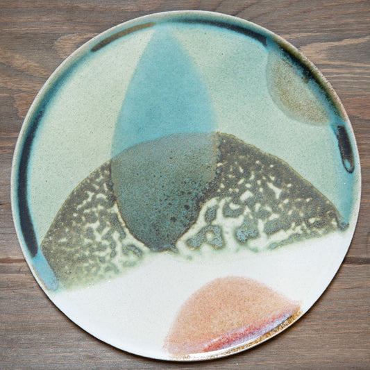 Stoneware plate – WHITE / GREEN RED L