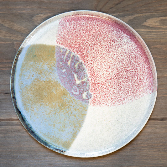Stoneware plate – WHITE / PINK BLUE M