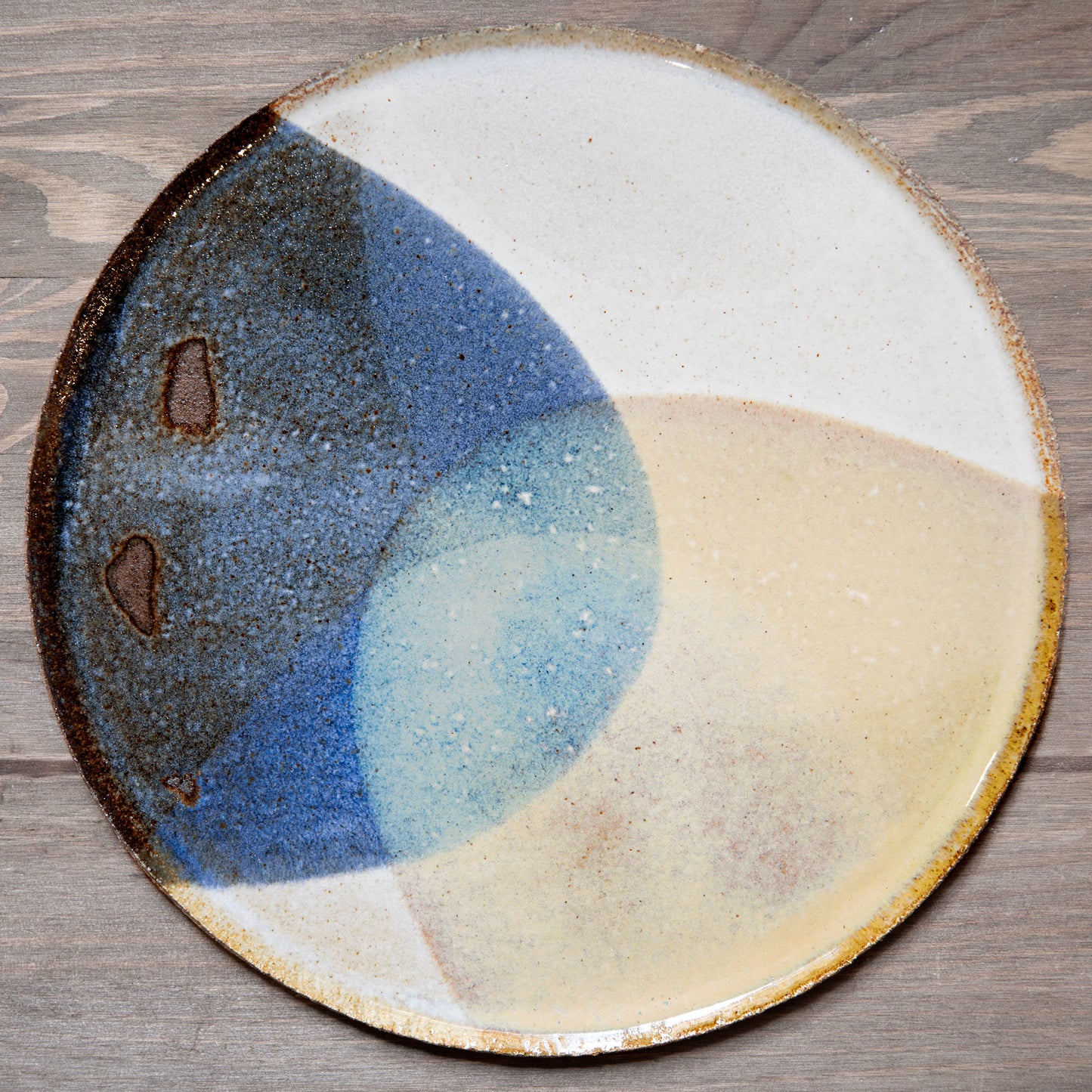 Stoneware plate – SEPIA / BLUE JASPER L