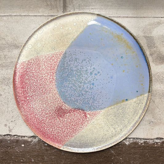 Stoneware plate – WHITE / PINK BLUE M