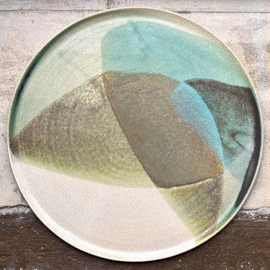 Stoneware plate – WHITE / GREEN L