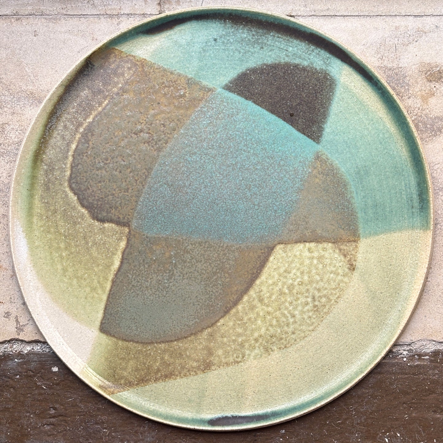 Stoneware plate – WHITE / GREEN L