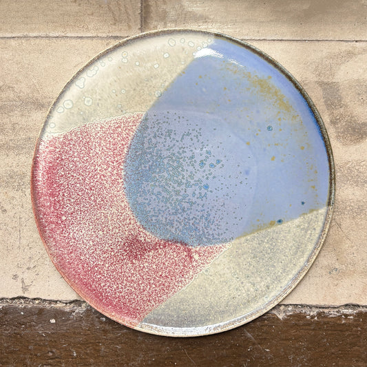 Stoneware plate – WHITE / PINK BLUE M