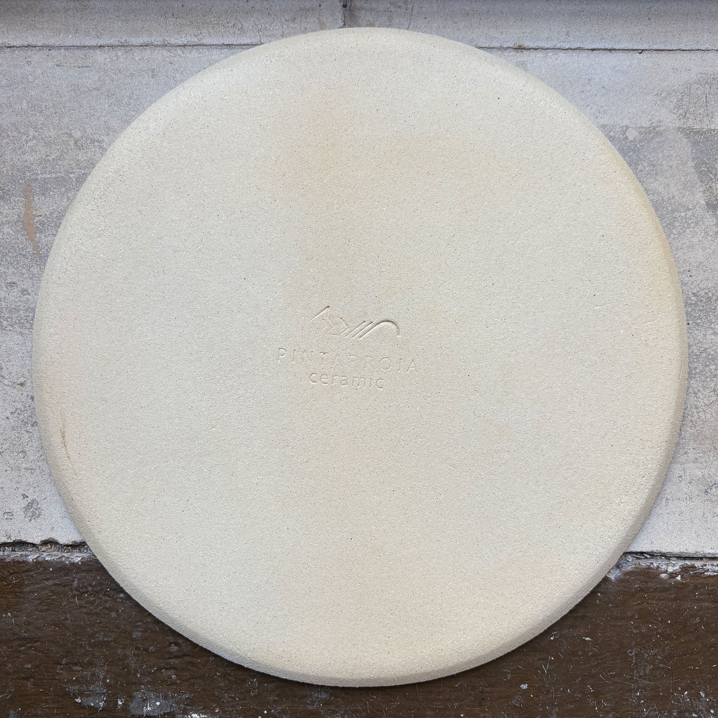 Stoneware plate – WHITE / PINK BLUE L